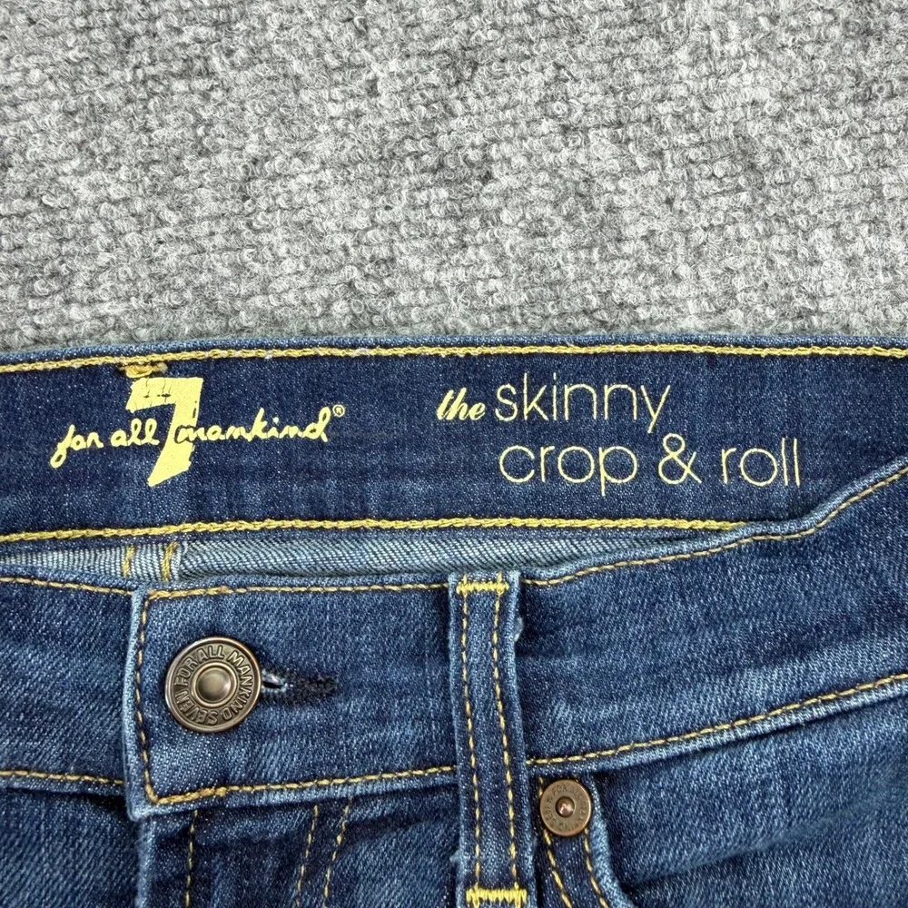 7 For All Mankind Jeans Womens 24 (Fits 27x24) The Skinny Crop Roll USA‎ Made